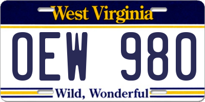 WV license plate OEW980