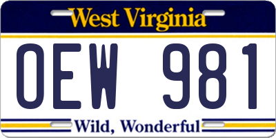 WV license plate OEW981