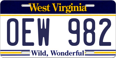 WV license plate OEW982