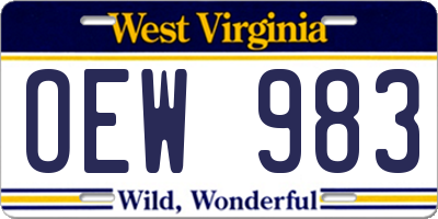 WV license plate OEW983
