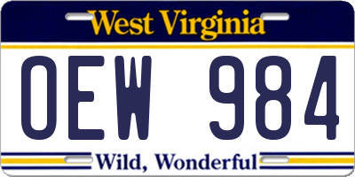 WV license plate OEW984
