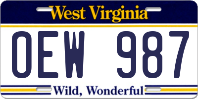 WV license plate OEW987
