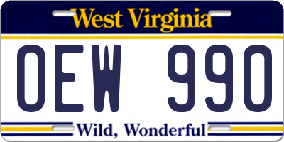 WV license plate OEW990