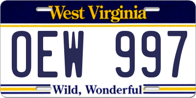WV license plate OEW997