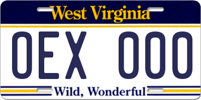 WV license plate OEX000