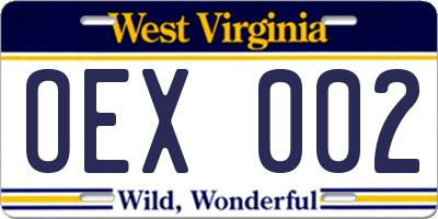 WV license plate OEX002
