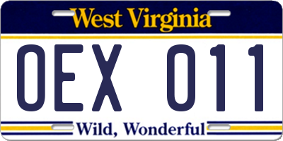 WV license plate OEX011