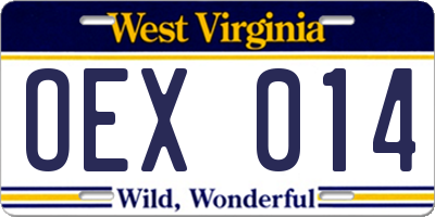 WV license plate OEX014