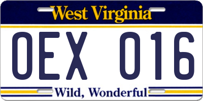 WV license plate OEX016