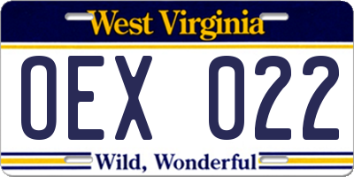 WV license plate OEX022
