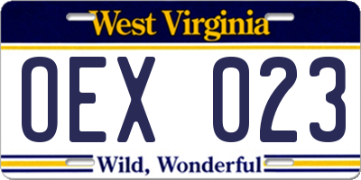 WV license plate OEX023