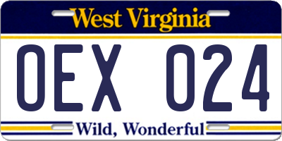 WV license plate OEX024