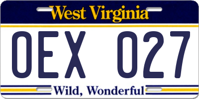 WV license plate OEX027