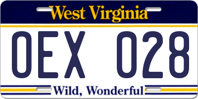 WV license plate OEX028