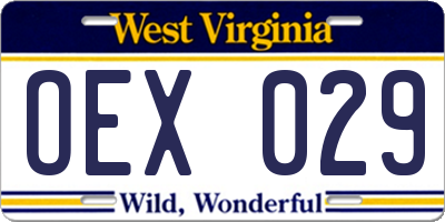 WV license plate OEX029