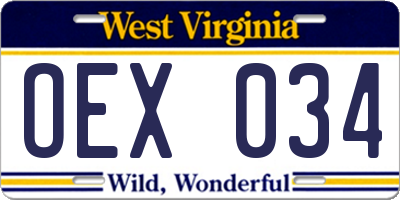 WV license plate OEX034