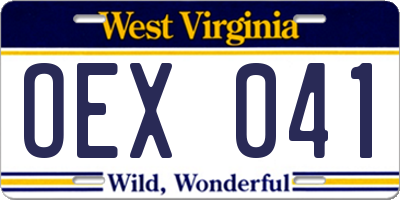 WV license plate OEX041