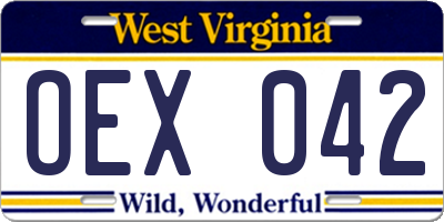 WV license plate OEX042