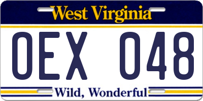 WV license plate OEX048