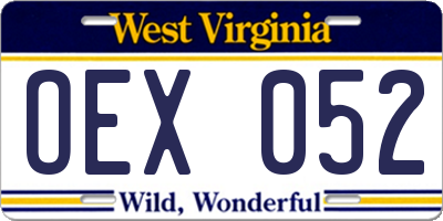 WV license plate OEX052