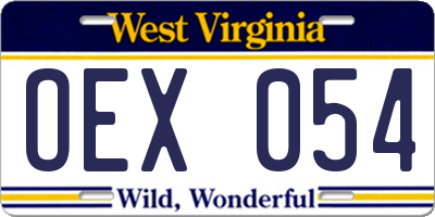 WV license plate OEX054
