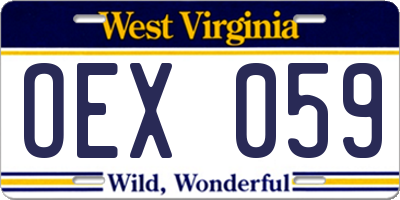 WV license plate OEX059