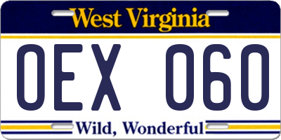 WV license plate OEX060