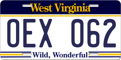 WV license plate OEX062