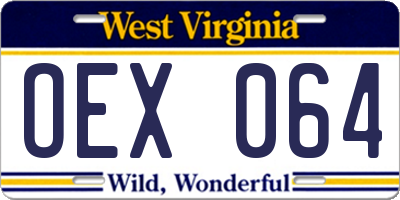 WV license plate OEX064