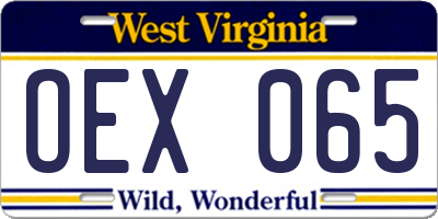 WV license plate OEX065