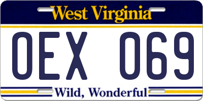 WV license plate OEX069