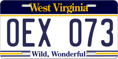 WV license plate OEX073