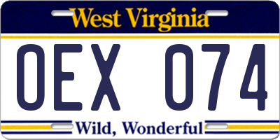 WV license plate OEX074