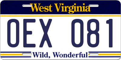 WV license plate OEX081