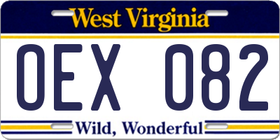 WV license plate OEX082