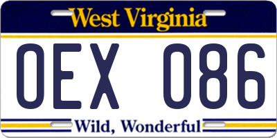 WV license plate OEX086