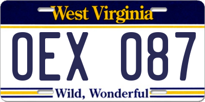 WV license plate OEX087