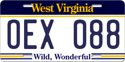 WV license plate OEX088