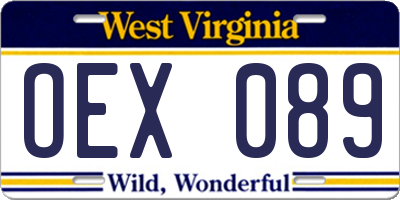 WV license plate OEX089