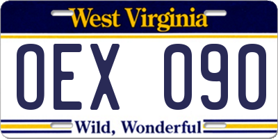 WV license plate OEX090