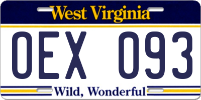 WV license plate OEX093