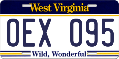 WV license plate OEX095