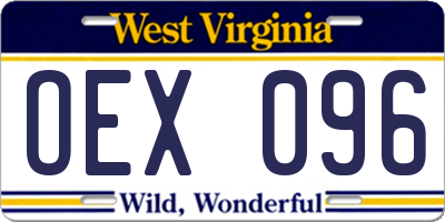 WV license plate OEX096
