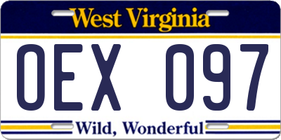WV license plate OEX097