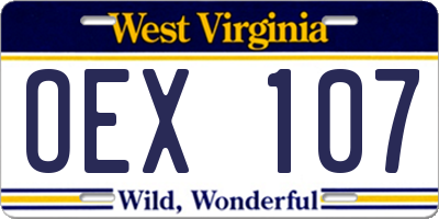 WV license plate OEX107