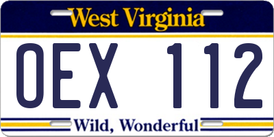 WV license plate OEX112