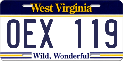 WV license plate OEX119