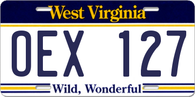 WV license plate OEX127