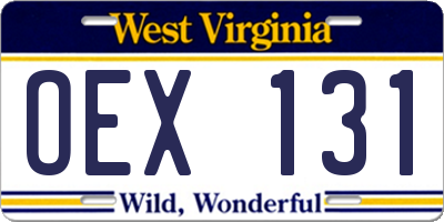 WV license plate OEX131