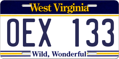 WV license plate OEX133